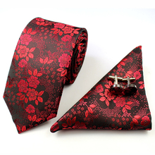 GUSLESON 2017 Mans Tie Floral 100% Silk Jacquard Necktie Gravata Corbatas Hanky Cufflinks Tie Set for Men Formal Wedding Party 2024 - buy cheap