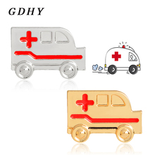 GDHY Gold/Silver Ambulance Pin Brooch Red Cross Cartoon Enamel Medical Badge Jewelry For Doctor Nurse Medical Student Gift 2024 - buy cheap