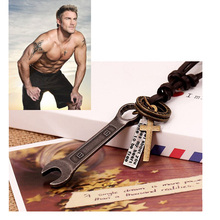 leather necklaces,high quality male wrench pendent,100% genuine cowhide leather,handmade spanner fashion jewelry 2024 - buy cheap
