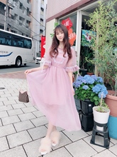 Pink Purple Court Style Fairy Dress Summer Mori Girl Chiffon Sweet Casual Student Dress 2024 - buy cheap