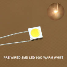 T5050WM 20pcs Pre-soldered micro litz Pre wired leads Warm White SMD Led 5050 NEW 3V 2024 - buy cheap