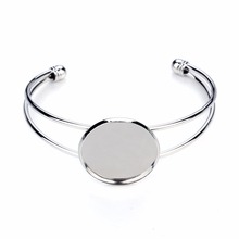 Fashion Silver Color Bracelets Bangles Settings Cabochon Cameo Base Tray Bezel Blank for Round 20mm Cabochons Jewelry Findings 2024 - buy cheap