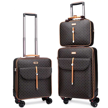 Women Retro luggage series 16 20 24 inch PVC Handbag and Rolling Luggage Men Stripe Spinner brand Travel Bag vs Trolley Suitcase 2024 - buy cheap