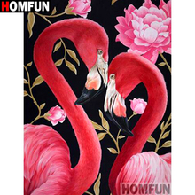 Homfun 5d diy pintura diamante "animal flamingo" broca completa resina diamante bordado ponto cruz decoração para casa a18900 2024 - compre barato