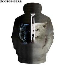 Sudaderas con capucha grises para hombres y mujeres, sudaderas de Lobo con capucha 3D, chándal informal, ropa de calle, suéter Harajuku, abrigo estampado de ZOOTOPBEAR 2024 - compra barato