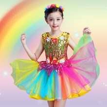 Children Sequin costumes jazz dance boys and girls Sequin colorful performance clothing kids  balett dress ballroom dancewear 2024 - buy cheap