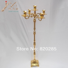 Candelabro chapado en oro brillante de 103cm de altura, centro de mesa, soporte de vela de metal de moda para boda, eventos o fiesta 2024 - compra barato