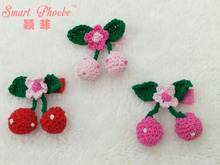 Boutique 30pcs/3C Fashion Cute Crochet Cherry Girls Hairpins Solid Kawaii Floral Pom Pom Hair Clips Headwear Accessories 2024 - buy cheap
