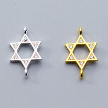 925 Sterling Silver Zircon Star Connector Charms Gold Color Ornament Pendant Connectors DIY Earrings Jewelry Making Findings 2024 - buy cheap