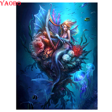 5D DIY Diamond Painting Ocean mermaid Full Square Diamond embroidery Cross Stitch Rhinestone Mosaic decor 2019 New Year Gift 2024 - buy cheap