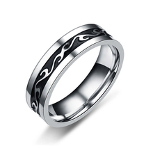 Винтажные кольца из нержавеющей стали, мужские кольца в стиле бохо, ширина 6 мм, индийские украшения 2024 - купить недорого