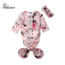 Пижама pudcoco для новорожденных девочек, одежда для сна с цветочным рисунком, пеленка и повязка на голову, детская одежда для сна 2024 - купить недорого