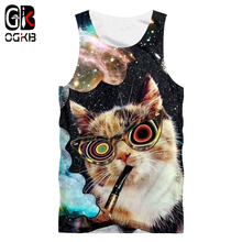 OGKB 3D Summer Tops Men's  Print Animal Cat Hombre Singlets Galaxy Space Vest Mens Clothes Hiphop Sleeveless Stringer Vest 5XL 2024 - buy cheap