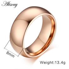 2019 anillo de compromiso para amante de acero de titanio de 8mm Color oro rosa de moda No se decolora mejor regalo anillos de dedo para el amor 2024 - compra barato