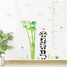Adesivo de parede para quarto das crianças, panda, bambu, nuvem, altura, medida, animais, gráfico de crescimento, decalque para parede, interruptor, arte mural 2024 - compre barato