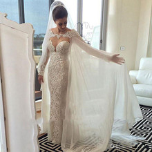 Embrulho de noiva branco marfim, jaqueta para casamento com renda chiffon 2024 - compre barato