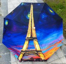 Paris eiffel tower patten water proof oil painting umbrella sun and rain durable on hot sale 2024 - buy cheap