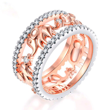 Women's Rings Elephant Animal Rose Gold Two-Tone Fashion jewelry Engagement Wedding Cubic Zirconia Statement Ring Drop Shipping 2024 - buy cheap