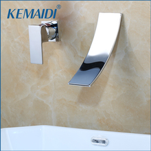 KEMAIDI Chrome Waterfall Basin Faucets Wall Mount Waterfall Faucet Single Handle Mixer Tap Bathroom Waterfall Basin Faucet 2024 - buy cheap