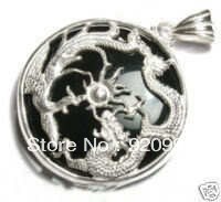 free P&P*******Black Natural stone silver dragon phoenix pendant and necklace 2024 - buy cheap