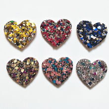 60pcs 3.5cm Glitter Heart Padded Appliques For Clothes Sewing Supplies DIY Hair Bow Decoration,Gril Hair Accessories 2024 - buy cheap