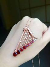 Natural red garnet stone brooch S925 silver Natural yellow crystal  brooch Pendant trendy Elegant pipa women two wears jewelry 2024 - buy cheap
