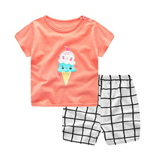 Комплекты летней одежды для маленьких мальчиков, футболка с принтом мороженого + шорты, комплект из 2 предметов, одежда для мальчиков, одежда для девочек, 2019 2024 - купить недорого