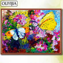 Pintura de bordado de flores OUYIJIA Bird 5D, diamante cuadrado completo, imagen de animales de mariposa, mosaico de diamantes de imitación 2024 - compra barato