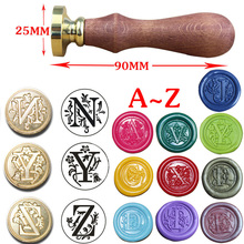 Retro Wax Seal Stamp Sealing Wax Seal Set 26 Alphabet Letter A-Z Wood Stamp  Kit Replace Copper Head Ancient Seal Post Decorative