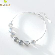 Flyleaf 100% 925 Sterling Silver Natural Stone Moonstone Bead Bracelets For Women Fashion Party Jewelry 2024 - buy cheap