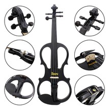4/4 Wood Maple Black Electric Violin with Ebony Fittings Cable Headphone Case for Music Lovers Beginners 2024 - buy cheap