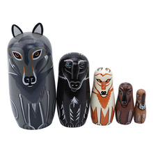 5 unids/set nuevo lindo de madera Animal pintura muñecas de anidación muñeca rusa Matryoshka regalo juguete de pinturas decoración regalos de los niños 2024 - compra barato