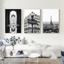 Escritório fotográfico de paris, impressão preto e branco, decoração da torre eiffel, foto de paris, arte de parede, pintura de fotos, imagens, decoração de casa 2024 - compre barato