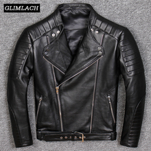 2020 Genuine Leather Real Lambskin Motorcycle Leather Jacket Men Slim Large Size 5XL Men Biker Coat With Belt Outerwear Clothes 2024 - buy cheap