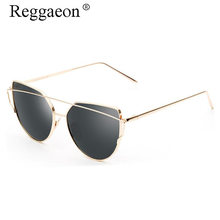 Gafas de sol de espejo dorado rosa vintage 2020para mujer, gafas de sol con lente plana reflectante de Metal de alta calidad, gafas de sol de gato para mujer 2024 - compra barato