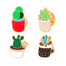 Creative Cartoon Badge Enamel Brooch Creative Plant Potted Green Cactus Alloy Brooch Fashion Denim Shirt Lingerie Jewelry Gifts 2024 - buy cheap