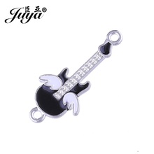 JUYA Alloy Metal Charms Connector for Jewelry Making Handmade DIY 15x34mm 10pcs Guitar Shape Enamel Bracelet Components CR0002 2024 - buy cheap