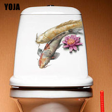 Yoja adesivo de parede com estampa fina de peixe e flores, decalque de banheiro, 23.4x21.4cm, decoração de interiores 2024 - compre barato