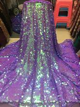 Tela de encaje de seda de leche con lentejuelas púrpura bordada de encaje africano de alta calidad tela de encaje francés tela de encaje Nigeriano para boda 2024 - compra barato