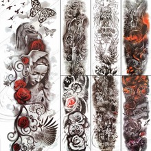 3D полные ноги, женские Временные татуировки, наклейки, бумага для мужчин, девочек, нунь, девочек, розы, кружева, водонепроницаемые, поддельные татуировки, большие, боди-арт 2024 - купить недорого