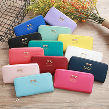 Freeshipping 200 pcs/ lot Purse bow women's wallet female famous brand card holders cellphone pocket PU leather women money bag 2024 - buy cheap
