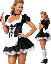 Sexy Maid lingerie Francês Da Empregada Doméstica Servo Traje de Halloween Traje Do Partido Cosplay Frete Grátis Por Atacado Gota 2024 - compre barato