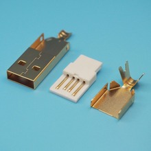 Conector de soquete 3 em 1 usb tipo a 2.0, conector de conexão dourado diy com 4 pinos 2024 - compre barato
