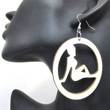 Free Shipping! Diva Afro Girl Wood Earrings 2024 - buy cheap