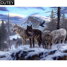 Full Square/Round Drill 5D DIY Diamond Painting"Four wolves 3"3D Diamond Embroidery Cross Stitch Mosaic Home Decor Gift JCC 2024 - buy cheap