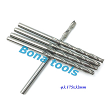 10 pcs 3.175*32mm Two Flutes Milling Tools,Carbide Cutters,Spiral Bit,CNC Router Bits,Wood Engraving Bits,FREE SHIPPING 2024 - buy cheap