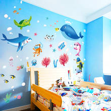 [Fundecor] Cartoon ocean fish wall stickers for kids rooms bedroom nursery bathroom tile home decorations decals children murals 2024 - buy cheap