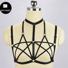 Women New Featured Two Pentagram body harness Handmade Harajuku Gothic Sexy Lingerie bondage harness cage bra body gothic harnes 2024 - buy cheap