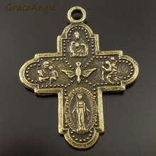 GraceAngie 10pcs/pack Vintage Antique Style Bronze Tone Alloy Goddess Cross Charm Pendant Finding For Church Classic Present 2024 - buy cheap