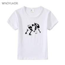 Meninos meninas gelo hockeyer camiseta crianças manga curta verão casual t camisa crianças topos t roupas de bebê 2024 - compre barato